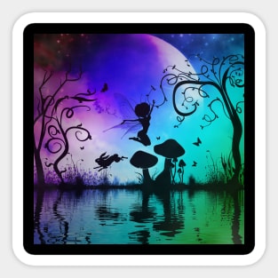 Cute fairy dancing in the night Sticker